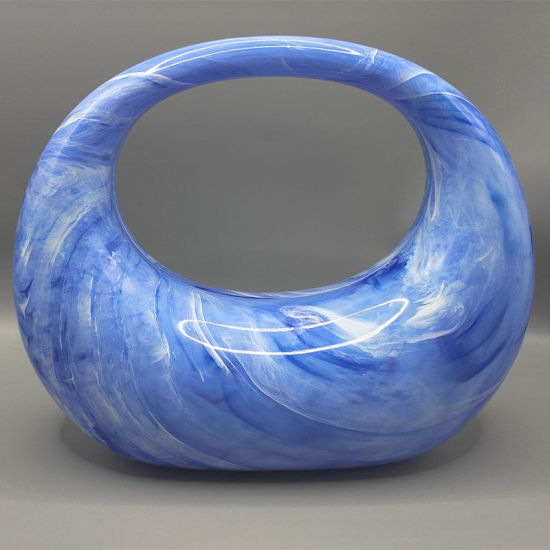 Acrylic Evening Clutch Purse Top-handle Moon Hobo Bag, Elegant Marble Handbag Blue
