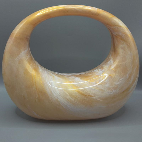 Acrylic Evening Clutch Purse Top-handle Moon Hobo Bag, Elegant Marble Handbag Orange