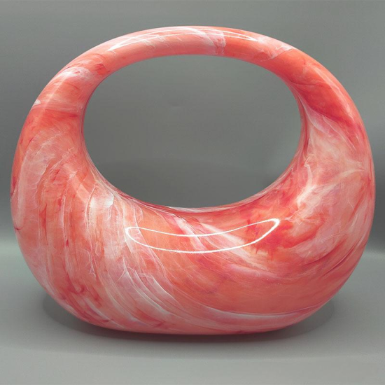 Acrylic Evening Clutch Purse Top-handle Moon Hobo Bag, Elegant Marble Handbag Red