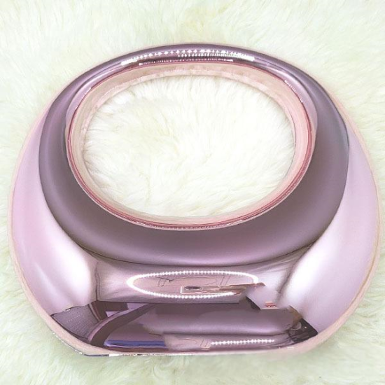 Acrylic Evening Clutch Top Handle Moon Hobo Bag, Glossy Metallic Tote Bag Pink