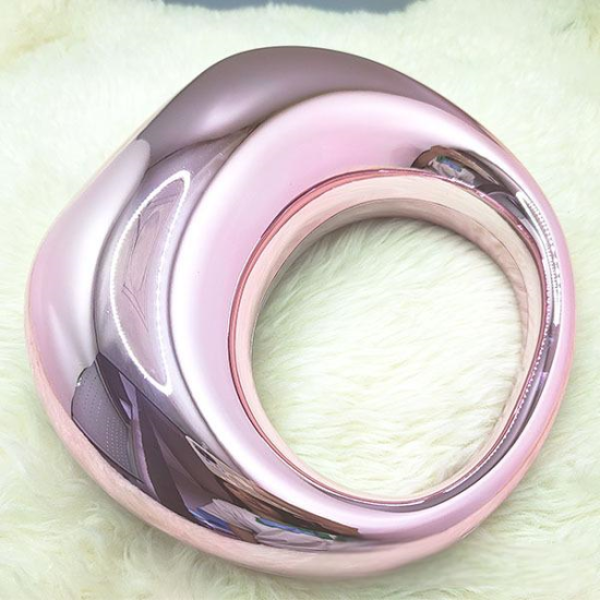 Acrylic Evening Clutch Top Handle Moon Hobo Bag, Glossy Metallic Tote Bag Pink