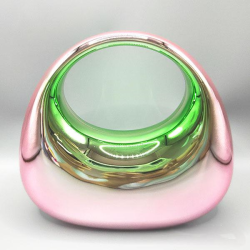 Acrylic Evening Clutch Top Handle Moon Hobo Bag, Glossy Metallic Tote Bag Pink gradient green