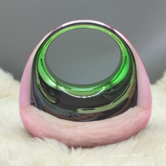 Acrylic Evening Clutch Top Handle Moon Hobo Bag, Glossy Metallic Tote Bag Pink gradient green