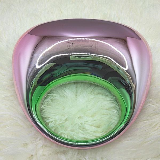 Acrylic Evening Clutch Top Handle Moon Hobo Bag, Glossy Metallic Tote Bag Pink gradient green