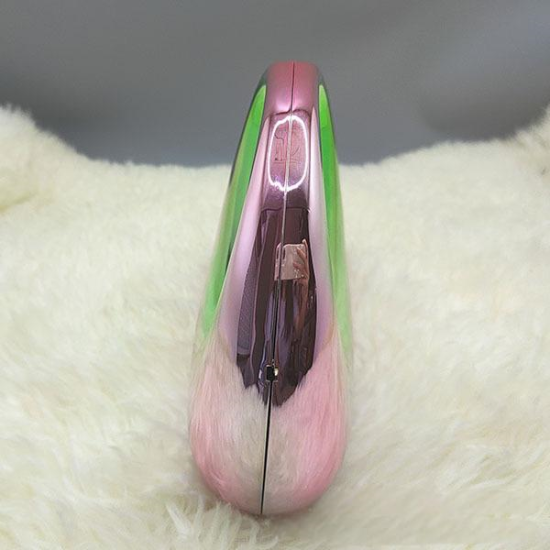 Acrylic Evening Clutch Top Handle Moon Hobo Bag, Glossy Metallic Tote Bag Pink gradient green