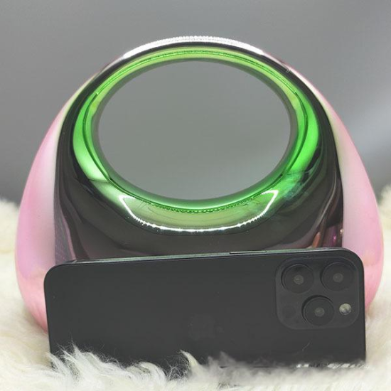 Acrylic Evening Clutch Top Handle Moon Hobo Bag, Glossy Metallic Tote Bag Pink gradient green