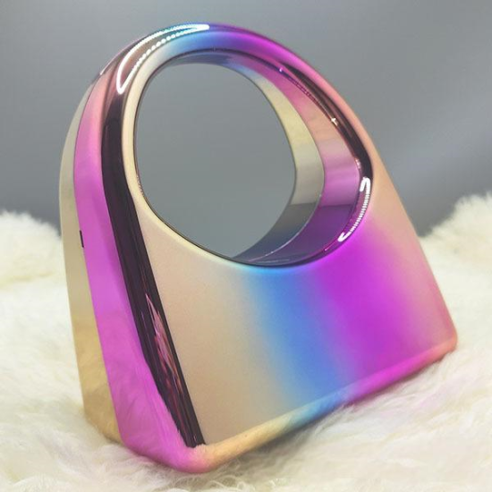 Acrylic Evening Clutch Top Handle Hobo Bag, Glossy Metallic Tote Bag Dazzling