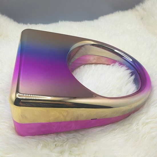 Acrylic Evening Clutch Top Handle Hobo Bag, Glossy Metallic Tote Bag Dazzling