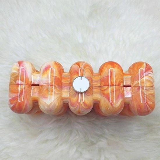 Women Acrylic Clutch Chic Marble Evening Handbag Orange