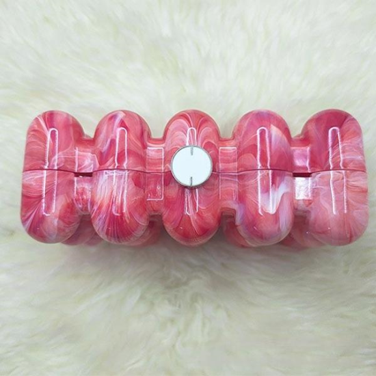 Women Acrylic Clutch Chic Marble Evening Handbag Red