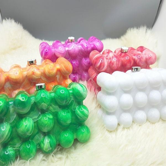 Women Acrylic Clutch Chic Marble Evening Handbag Green