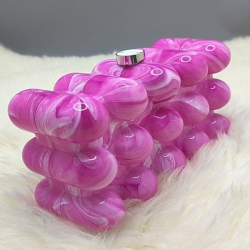 Women Acrylic Clutch Chic Marble Evening Handbag Pink