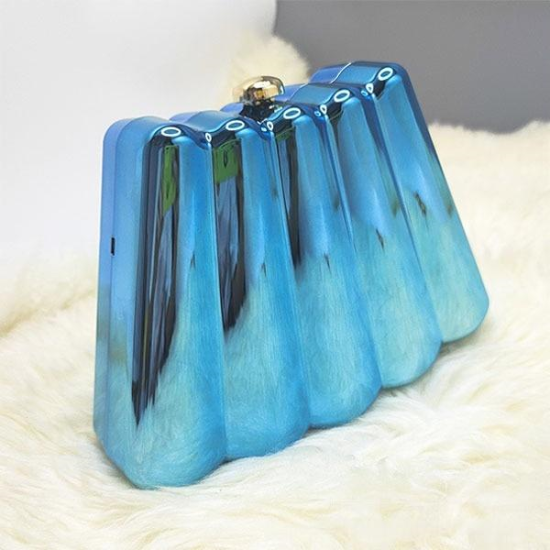 Women Acrylic Clutch Chic Sector Evening Handbag Blue