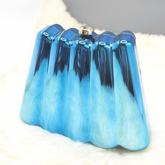 Women Acrylic Clutch Chic Sector Evening Handbag Blue