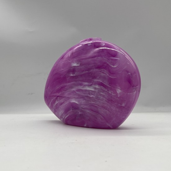 Acrylic Evening Clutch Purse Hobo Bag, Elegant Marble Handbag Purple