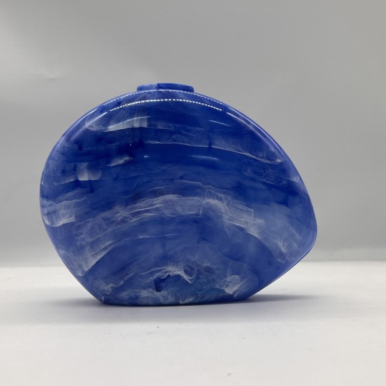 Acrylic Evening Clutch Purse Hobo Bag, Elegant Marble Handbag Blue