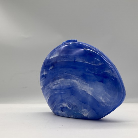 Acrylic Evening Clutch Purse Hobo Bag, Elegant Marble Handbag Blue