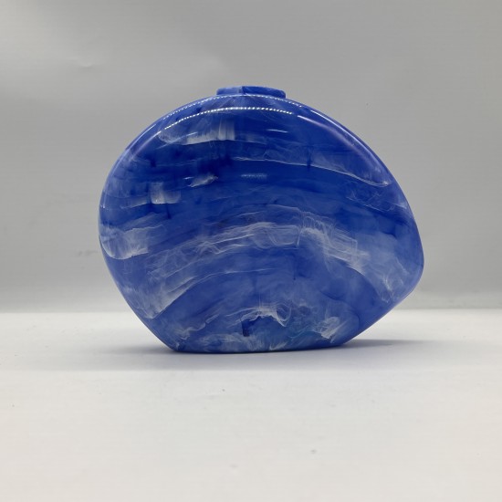 Acrylic Evening Clutch Purse Hobo Bag, Elegant Marble Handbag Blue
