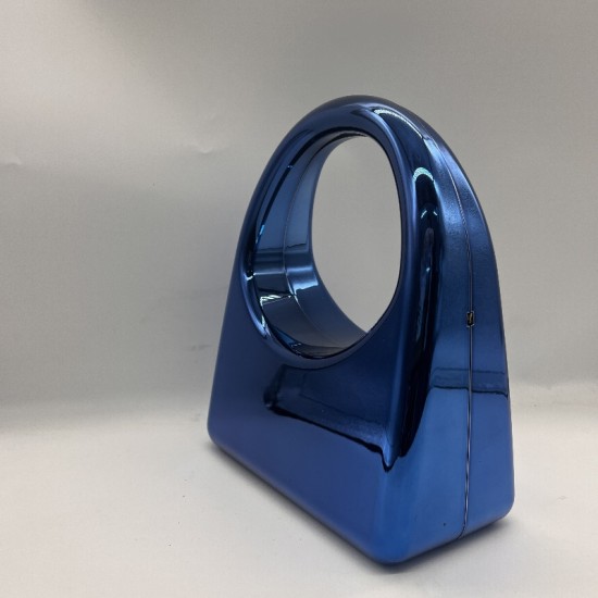 Acrylic Evening Clutch Purse Glossy Box Bag, Handbag Blue