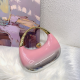 Acrylic Evening Clutch Top Handle Moon Hobo Bag, Glossy Metallic Tote Bag Pink gradient silver
