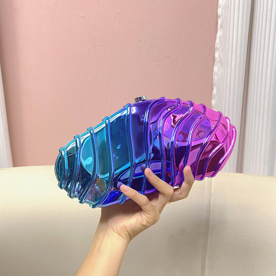 Acrylic Clutch Hobo Bag, Trendy motorcycle Bag Blue and Rose Red