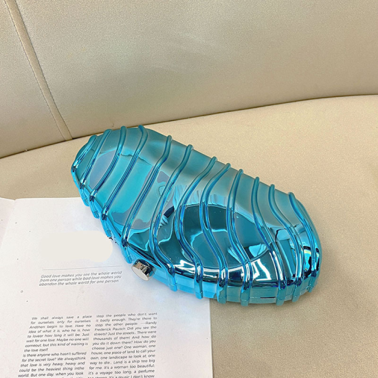 Acrylic Clutch Hobo Bag, Trendy motorcycle Bag Blue