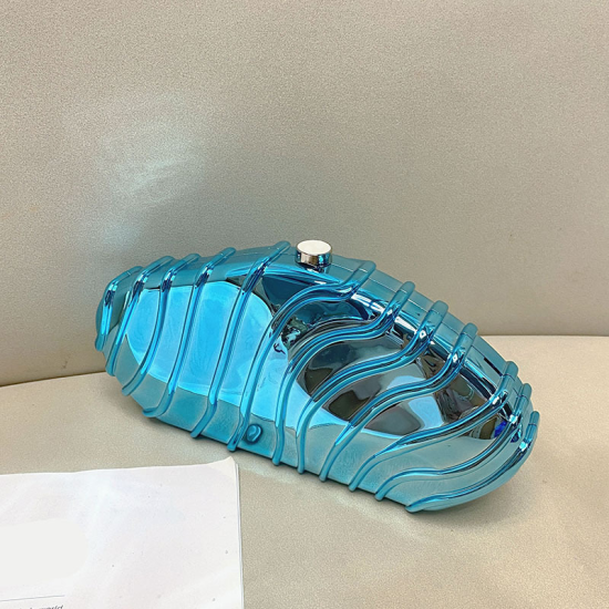 Acrylic Clutch Hobo Bag, Trendy motorcycle Bag Blue