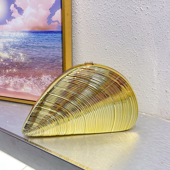 Acrylic Clutch Hobo Bag, Shell Bag Gold