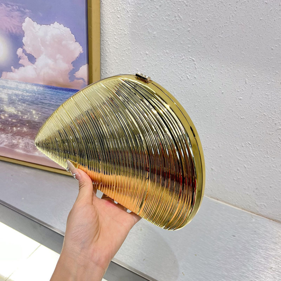 Acrylic Clutch Hobo Bag, Shell Bag Gold