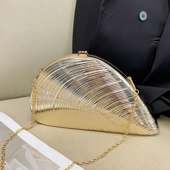 Acrylic Clutch Hobo Bag, Shell Bag Gold