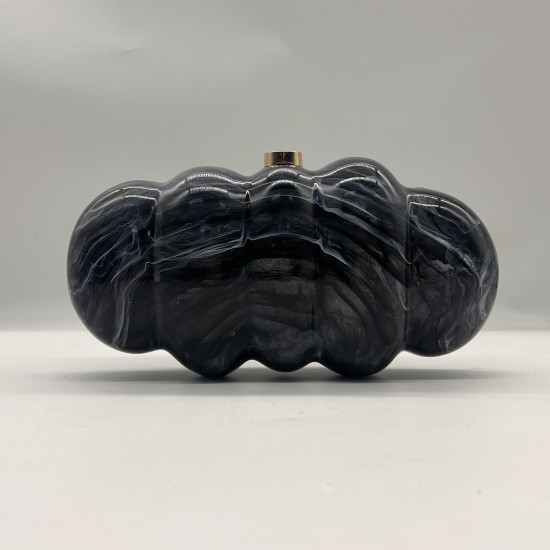 Acrylic Evening Clutch Hobo Bag, Elegant Marble Bag Dark Gray