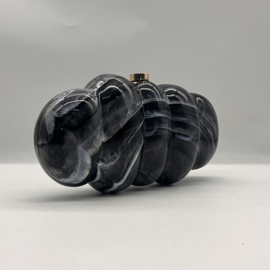 Acrylic Evening Clutch Hobo Bag, Elegant Marble Bag Dark Gray