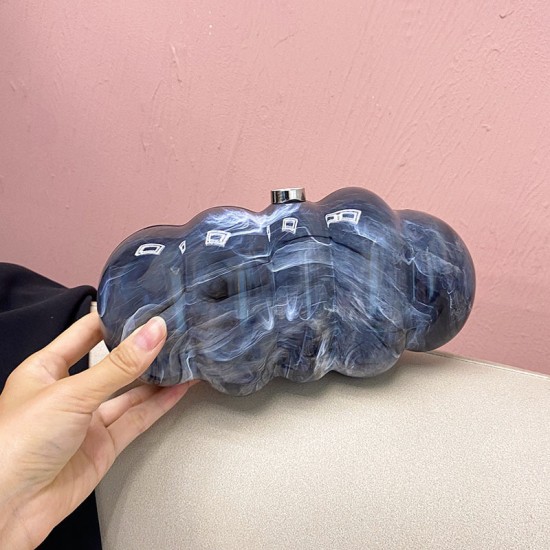 Acrylic Evening Clutch Hobo Bag, Elegant Marble Bag Dark Gray