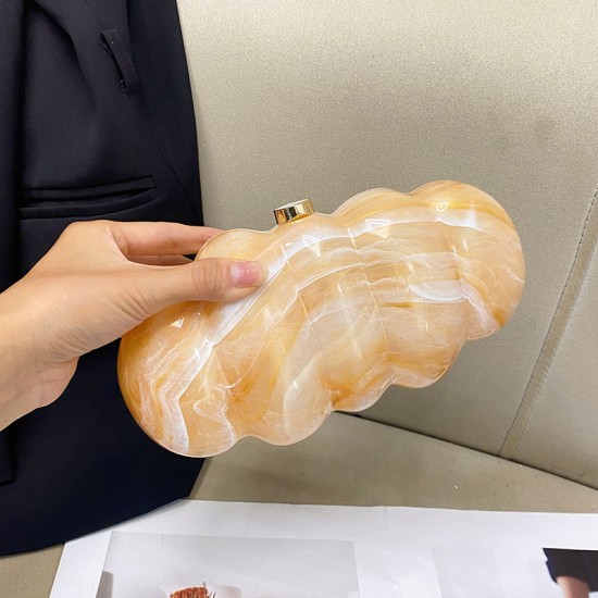 Acrylic Evening Clutch Hobo Bag, Elegant Marble Bag Light Yellow
