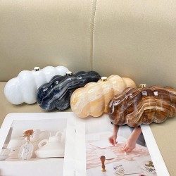 Acrylic Evening Clutch Hobo Bag, Elegant Marble Bag Light Yellow