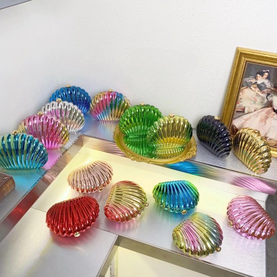 Acrylic Clutch Hobo Bag, Shell Box Bag Blue