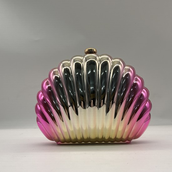 Acrylic Clutch Hobo Bag, Shell Bag Gold and Red