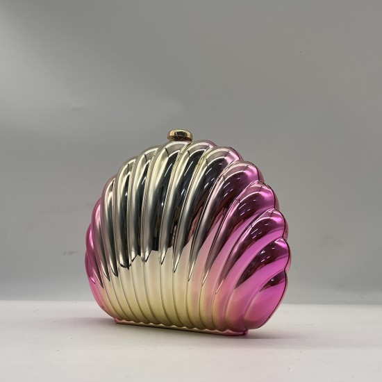 Acrylic Clutch Hobo Bag, Shell Bag Gold and Red