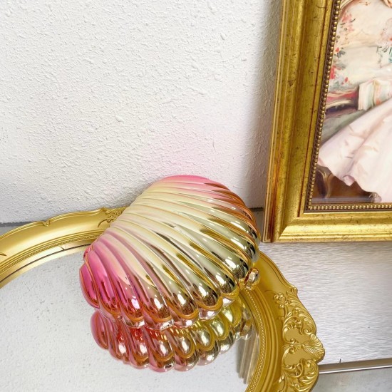 Acrylic Clutch Hobo Bag, Shell Bag Gold and Red