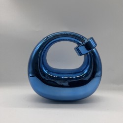 Acrylic Evening Clutch Purse Top-handle Moon Hobo Bag, Pillow Handbag Blue