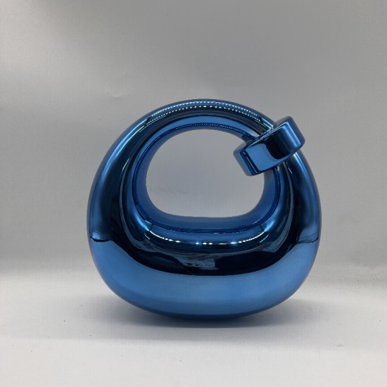 Acrylic Evening Clutch Purse Top-handle Moon Hobo Bag, Pillow Handbag Blue