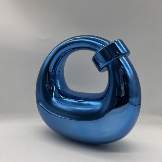 Acrylic Evening Clutch Purse Top-handle Moon Hobo Bag, Pillow Handbag Blue