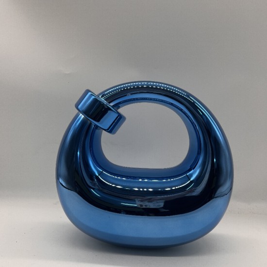 Acrylic Evening Clutch Purse Top-handle Moon Hobo Bag, Pillow Handbag Blue