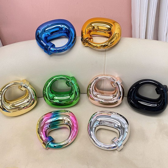 Acrylic Evening Clutch Purse Top-handle Moon Hobo Bag, Pillow Handbag Blue