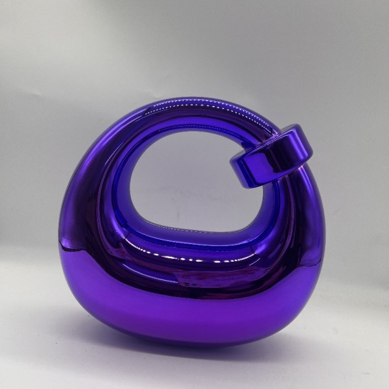 Acrylic Evening Clutch Purse Top-handle Moon Hobo Bag, Pillow Handbag Purple