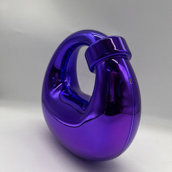 Acrylic Evening Clutch Purse Top-handle Moon Hobo Bag, Pillow Handbag Purple