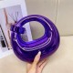 Acrylic Evening Clutch Purse Top-handle Moon Hobo Bag, Pillow Handbag Purple
