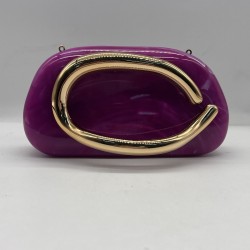 Acrylic Evening Clutch Purse Metal Hobo Bag, Square Handbag Purple