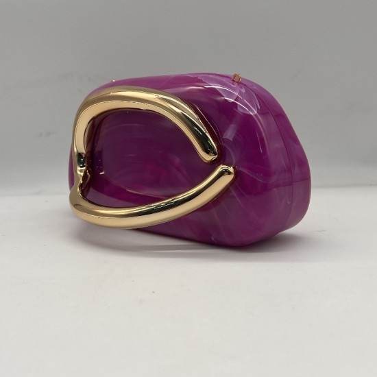 Acrylic Evening Clutch Purse Metal Hobo Bag, Square Handbag Purple
