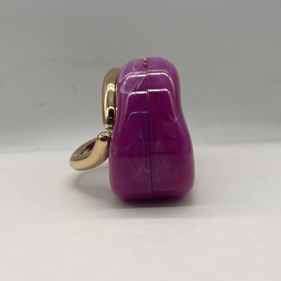 Acrylic Evening Clutch Purse Metal Hobo Bag, Square Handbag Purple